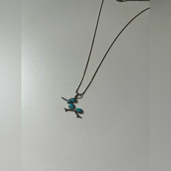 Sterling Silver Turquoise Roadrunner Necklace - Picture 2 of 3